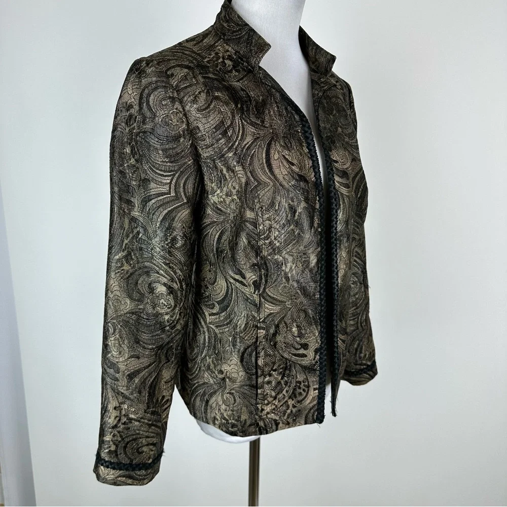 Chico’s Brocade Braided Trim Jacket Size Small